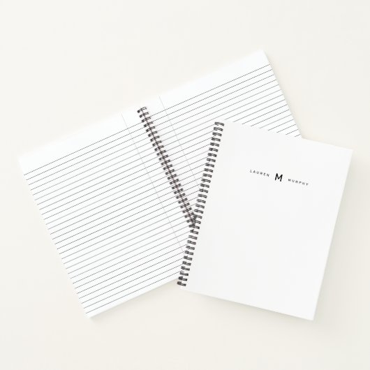 Modern Monogram Name Trendy Typografy Notebook Notizblock (Innenseite)