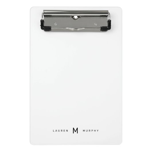 Modern Monogram Name Typografy Mini Clipboard Klemmbrett (Vorderseite)