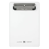 Modern Monogram Name Typografy Mini Clipboard Mini Klemmbrett (Vorderseite)