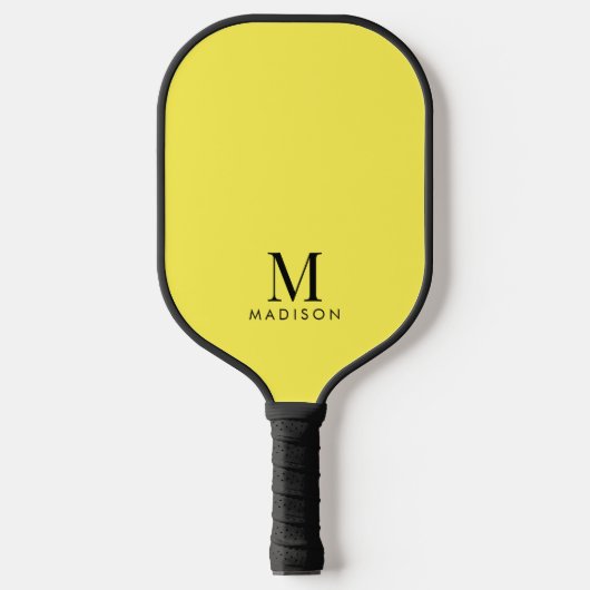Modern Monogram Name Yellow Pickleball Schläger (Vorderseite)