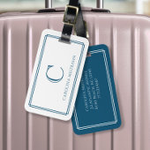 Modern Monogram Navy Blue Double Border Gepäckanhänger