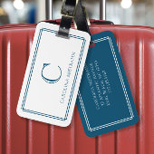 Modern Monogram Navy Blue Double Border Gepäckanhänger