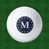 Modern Monogram Navy Blue White Golfball
