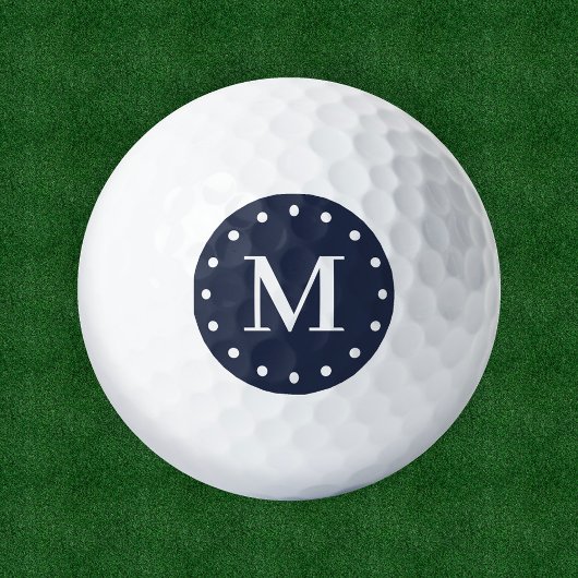 Modern Monogram Navy Blue White Golfball