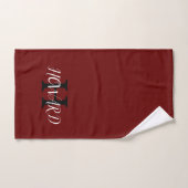 Modern Monogram Newlyweds Burgundy Red Schwarz-wei Badhandtuch Set (Handtuch)