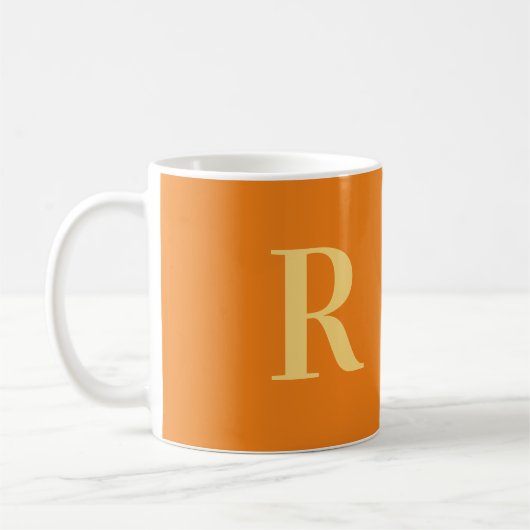 Modern Monogram Orange Kaffeetasse (Links)