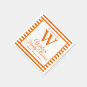 Modern monogram Orange Stripes Family Wiedersehen Serviette (Ecke)