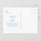 Modern Monogram Peacock Blue Save the Date Postkarte (Rückseite)