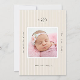 Modern Monogram Photo Birth Announcement Ankündigung