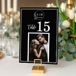 Modern Monogram Photo Wedding Table Number Card Tischnummer