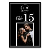 Modern Monogram Photo Wedding Table Number Card Tischnummer (Rückseite)