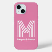 Modern Monogram Pink Case-Mate iPhone Hülle (Rückseite)