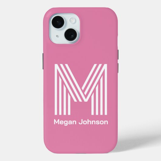 Modern Monogram Pink Case-Mate iPhone Hülle (Rückseite)