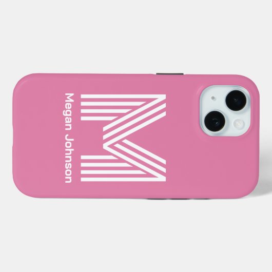 Modern Monogram Pink Case-Mate iPhone Hülle (Rückseite (Horizontal))