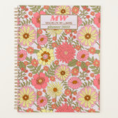 Modern Monogram Pink Floral Pattern 2022 Planer (Vorderseite)