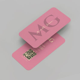 Modern Monogram Pink Gold Marketing Beruflich Visitenkarte