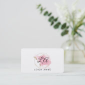Modern Monogram Pink Gold Watercolor Minimalistisc Visitenkarte (Stehend Vorderseite)