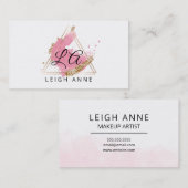 Modern Monogram Pink Gold Watercolor Triangle Visitenkarte (Vorne/Hinten)
