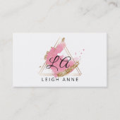 Modern Monogram Pink Gold Watercolor Triangle Visitenkarte (Vorderseite)