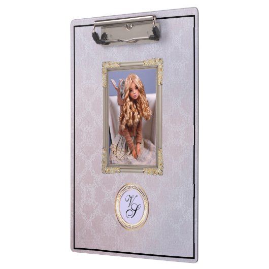 Modern Monogram Pink Lavender Doll#2 Klemmbrett (Links)