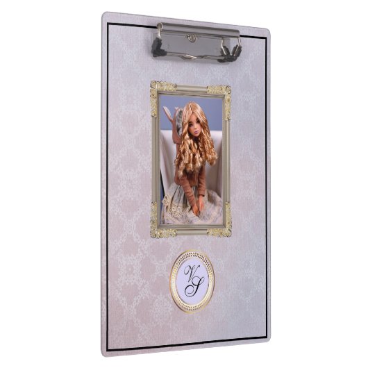 Modern Monogram Pink Lavender Doll#2 Klemmbrett (Rechts)