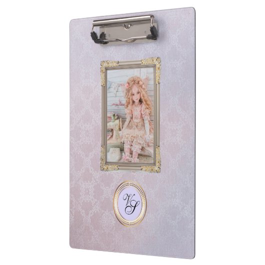 Modern Monogram Pink Lavender Doll Klemmbrett (Links)