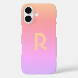 Modern Monogram Pink Lilac Ombre iPhone 16 Hülle