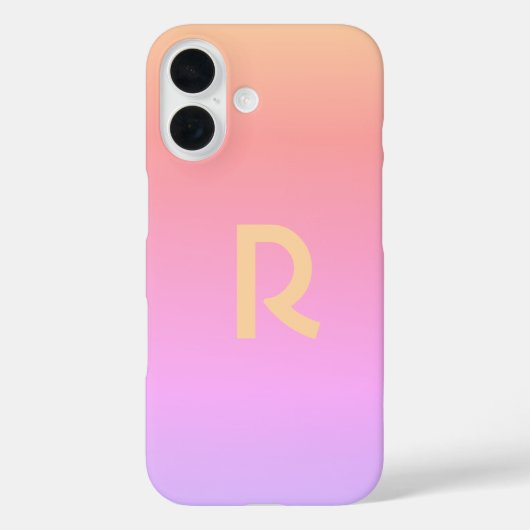 Modern Monogram Pink Lilac Ombre Case-Mate iPhone Hülle (Rückseite)