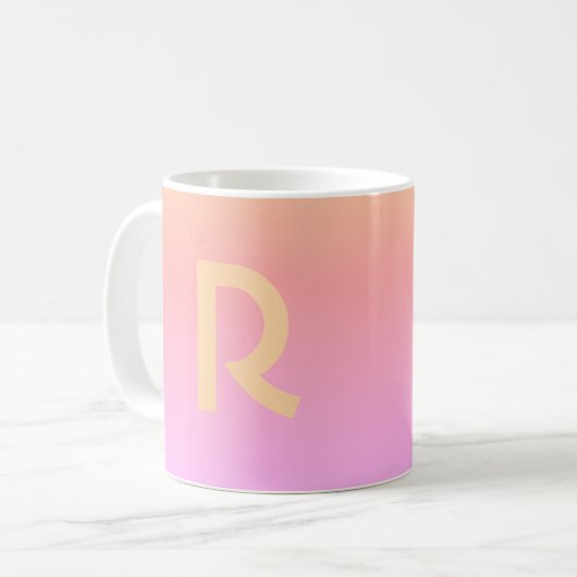 Modern Monogram Pink Lilac Peach Kaffeetasse (Vorderseite Links)