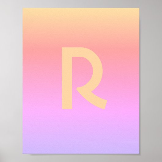 Modern Monogram Pink Lilac Peach Poster (Vorne)