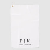 Modern Monogram Premium Golfhandtuch in Weiß (Vorderseite)