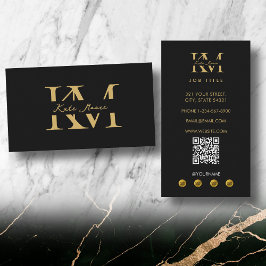 Modern Monogram Professional Black Gold Marketing Visitenkarte