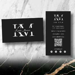 Modern Monogram Professional Black Marketing Visitenkarte