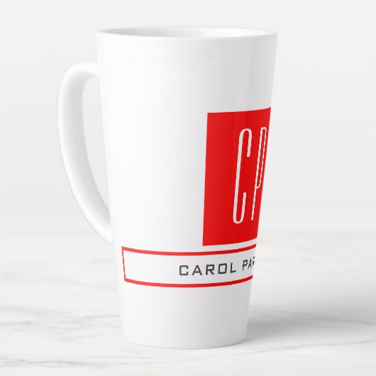 Modern Monogram Professional Plain Simple Name Milchtasse (Linke Ecke)