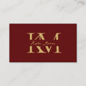 Modern Monogram Professional Red Gold Marketing Visitenkarte (Vorderseite)