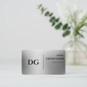 Modern Monogram Professionell Faux Silber QR Code Visitenkarte (Stehend Vorderseite)