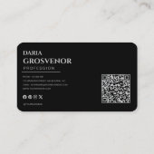 Modern Monogram Professionell Faux Silber QR Code Visitenkarte (Rückseite)