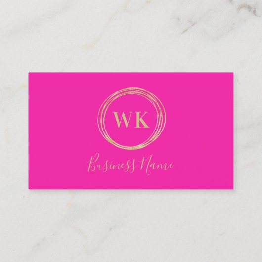 Modern Monogram QR Code Hot Pink Gold Visitenkarte (Rückseite)