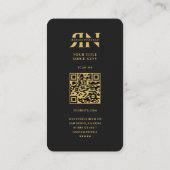 Modern Monogram R N Beruflich Black Gold Visitenkarte (Rückseite)