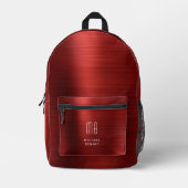 Modern Monogram Red Bedruckter Rucksack (Vorderseite)