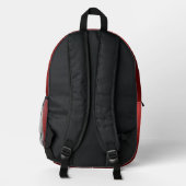 Modern Monogram Red Bedruckter Rucksack (Rückseite)