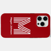 Modern Monogram Red Case-Mate iPhone Hülle (Rückseite (Horizontal))