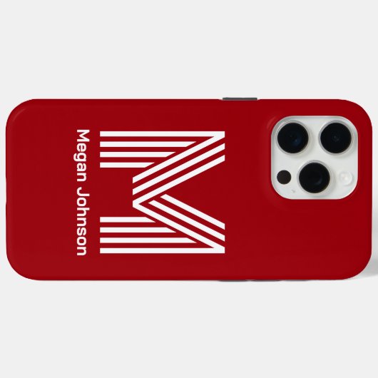 Modern Monogram Red Case-Mate iPhone Hülle (Rückseite (Horizontal))