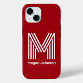 Modern Monogram Red Case-Mate iPhone Hülle (Rückseite)