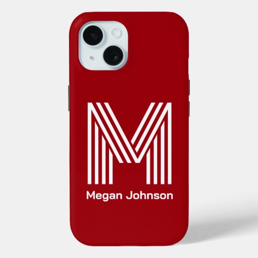 Modern Monogram Red Case-Mate iPhone Hülle (Rückseite)