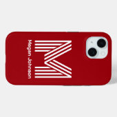 Modern Monogram Red Case-Mate iPhone Hülle (Rückseite (Horizontal))