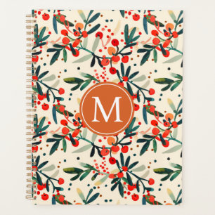 Modern Monogram Red Christmas Holries Planer