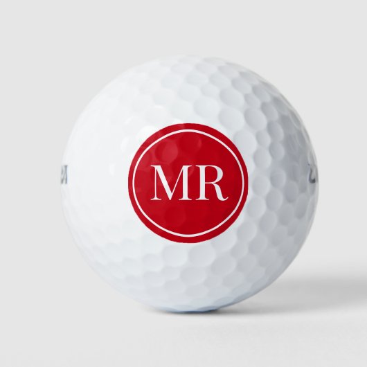 Modern Monogram Red Golfball (Vorderseite)