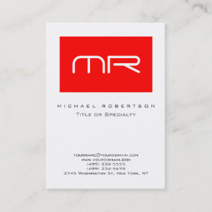 Modern monogram Red White Clean Business Card Visitenkarte