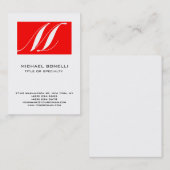 Modern Monogram Red White Simple Business Card Visitenkarte (Vorne/Hinten)